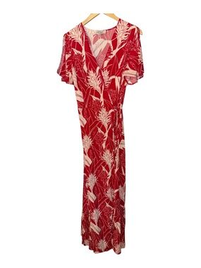 Lola Simply Sisters Hawaii Red Wrap Maxi Dress XL
